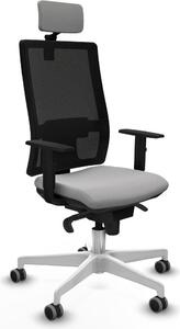 Sedia da ufficio con poggiatesta, modello Horna Piqueras y Crespo 1D026G2, colore grigio chiaro