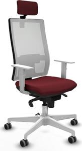 Sedia da ufficio con poggiatesta, modello Horna Piqueras y Crespo 4B026G2, colore granata