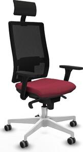 Sedia da ufficio con poggiatesta, modello Piqueras y Crespo 3D026G1, colore granata