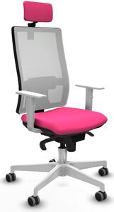 Sedia da ufficio con poggiatesta, modello Horna Piqueras y Crespo 4B026G2, colore rosa