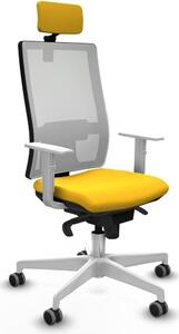 Sedia da ufficio con poggiatesta, modello Horna Piqueras y Crespo 4B026G2, colore giallo
