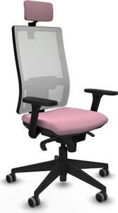 Sedia da ufficio con poggiatesta, modello Horna Piqueras y Crespo 3D066G2, colore rosa