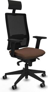 Sedia da ufficio con poggiatesta, modello Piqueras y Crespo 2D066G1, colore marrone scuro