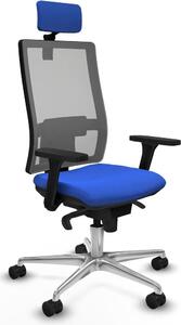 Sedia da ufficio con poggiatesta, modello Horna Piqueras y Crespo 3D086N2, colore blu