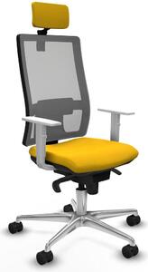 Sedia da ufficio con poggiatesta, modello Horna Piqueras y Crespo 4B086N2, colore giallo