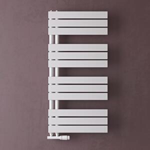 Doporro Radiatore da Bagno 104x50cm, Radiatore Piatto Termoarredo da Bagno Riscaldamento Elettrico o da Acqua Calda FN Portasciugamani in Acciaio, Bianco