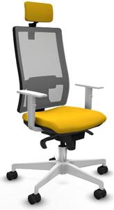Sedia da ufficio con poggiatesta, modello Horna Piqueras y Crespo 4B026N2, colore giallo