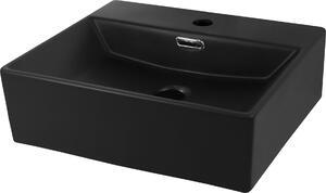 LuxeBath Lavabo da appoggio Square, 41,5x36x13 cm, nero opaco, in Vetroceramica