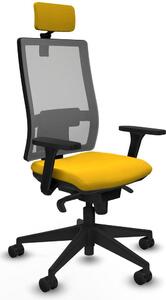 Sedia da ufficio con poggiatesta, modello Horna Piqueras y Crespo 3D066N2, colore giallo