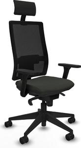 Sedia da ufficio con poggiatesta, modello Piqueras y Crespo 3D066N1, colore nero