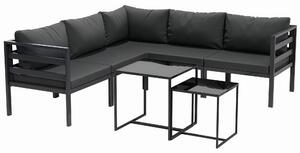 Outsunny Set da Giardino 7 Pezzi in Acciaio e Poliestere con 5 Sedie con Cuscini e 2 Tavolini da Caffè, Grigio