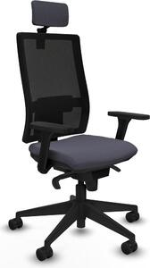Sedia da ufficio con poggiatesta, modello Piqueras y Crespo 3D066N2, colore grigio scuro