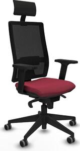 Sedia da ufficio con poggiatesta, modello Piqueras y Crespo 2D066G1, colore granata