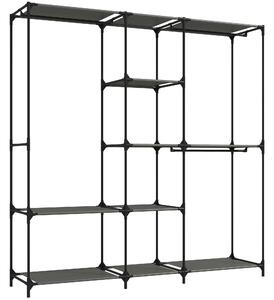 HOMCOM Armadio in Tessuto Salvaspazio con 3 Barre Appendiabiti, 5 Ripiani, Struttura in Acciaio, 182x43x182 cm, Nero | Aosom Italy