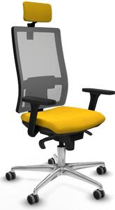 Sedia da ufficio con poggiatesta, modello Horna Piqueras y Crespo 3D086G2, colore giallo