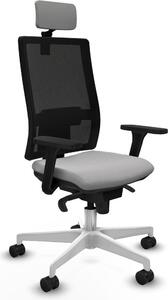Sedia da ufficio con poggiatesta, modello Horna Piqueras y Crespo 3D026N2, colore grigio chiaro