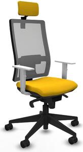 Sedia da ufficio con poggiatesta, modello Horna Piqueras y Crespo 4B066N2, colore giallo