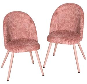 HOMCOM Set 2 Sedie da Pranzo in Velluto con Seduta Imbottita, Rosa | Aosom Italy