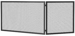 HOMCOM Parascintille Camino Pieghevole a 2 Pannelli in Metallo Verniciato, Pronto all'Uso, 140x1x50 cm, Nero | Aosom Italy