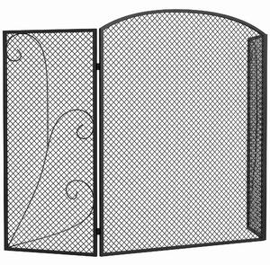 HOMCOM Parascintille Camino Pieghevole a 3 Pannelli in Metallo Verniciato, Pronto all'Uso, 133x1x77 cm, Nero | Aosom Italy