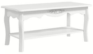 HomCom Tavolino da Caffè Basso classico ed elegante in Legno, Tavolo Salotto, Bianco, 94x44x42cm