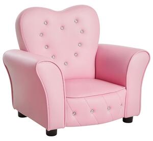 HOMCOM Poltroncina per Bambini Imbottita, Poltrona per cameretta con Rivestimento in PVC e Struttura in Legno, 59x41.5x49cm, Rosa|Aosom
