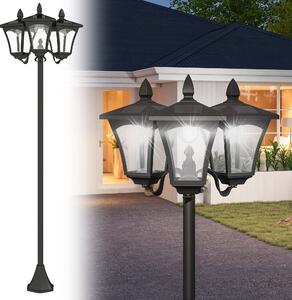 Outsunny Lampione da Giardino 182.5cm con Luci LED ad Energia Solare, Impermeabilità IP44, Illuminazione Automatica, in Acciaio, Nero | Aosom
