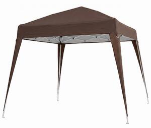 Outsunny Gazebo Pieghevole da Giardino 2.4x2.4m con Struttura in Acciaio e Corde Antivento, Caffè|Aosom