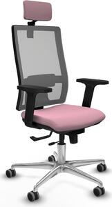 Sedia da ufficio con poggiatesta, modello Horna Traslack, marca Piqueras y Crespo, codice prodotto 2D086G2, colore rosa