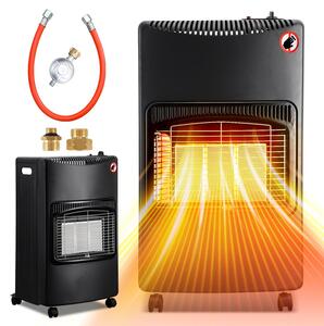 Stufa a gas portatile ISOISL, 4,2 kW, pieghevole, riscaldatore a gas a infrarossi per GPL, accensione piezoelettrica, 4 ruote, set per l'Europa