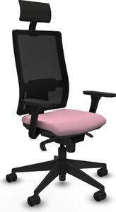 Sedia da ufficio con poggiatesta, modello Piqueras y Crespo 3D066N1, colore rosa