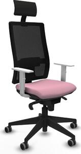 Sedia da ufficio con poggiatesta, modello Piqueras y Crespo 4B066G1, colore rosa