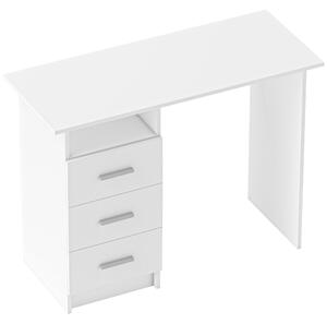 HOMCOM Scrivania Moderna in Legno con 3 Cassetti e Ripiano Aperto, 100x40x75 cm, Bianca