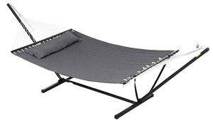 Outsunny Amaca da Giardino Portatile con Cuscino Integrato, in Cotone, Poliestere e Acciaio, 368x93x110 cm, Grigio Scuro