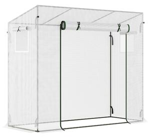 Outsunny Serra da Giardino con Porta Avvolgibile e Bordi Estesi, in Acciaio e PVC Impermeabile, 200x76x168 cm, Bianco | Aosom Italy