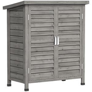 Outsunny Casetta da Giardino con Tetto in Bitume Impermeabile, Armadio Porta Attrezzi da Esterno in Legno, 87x46.5x96.5 cm, Grigio | Aosom Italy