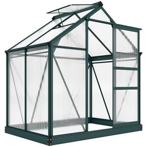 Outsunny Serra da Giardino con Grondaia, Finestra e Porta Scorrevole, in Policarbonato Anti UV, 190x132x201cm, Verde Scuro | Aosom Italy