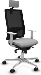 Sedia da ufficio con poggiatesta, modello Horna Piqueras y Crespo 4B086N2, colore grigio chiaro