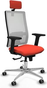 Sedia da ufficio con poggiatesta, modello Horna Traslack, marca Piqueras y Crespo, codice prodotto 2D086G2, colore arancione scuro