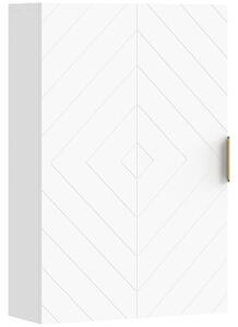 Kleanking Armadietto Bagno a Muro con Anta Decorata, Maniglia Dorata e Ripiani Regolabili, 40x15x60 cm, Bianco | Aosom Italy