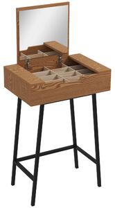 HOMCOM Tavolo Trucco con Specchio Ribaltabile e 16 Scomparti Stile Industriale, Legno e Acciaio, 60x40x90 cm | Aosom Italy