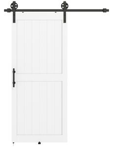 HOMCOM Porta Scorrevole in Stile Country con Binario e Maniglia, in Legno e Acciaio, 183x0.6x4 cm, Bianco e Nero | Aosom Italy