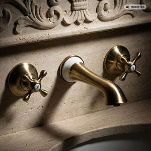 PaulGurkes Lavabo Rubinetto per vasca da bagno Antico 3 fori Retro Bronzo Ottone