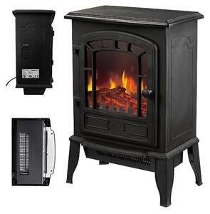 Camino elettrico Relaxdays, con effetto fiamma e riscaldamento, 2 livelli di riscaldamento, termostato, dimensioni: 56,5 x 39 x 24 cm, colore: nero