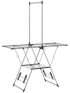 HOMCOM Stendibiancheria da Pavimento Pieghevole con Ali Regolabili a 5 Livelli, 139x62.5x201 cm, Argento | Aosom Italy