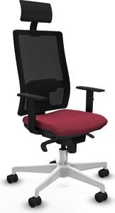 Sedia da ufficio con poggiatesta, modello 1D026N1, colore granata, marca Piqueras y Crespo