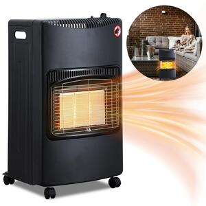 Ikodm, stufa a gas portatile da 4,2 kW, pieghevole, riscaldatore a gas a infrarossi per GPL, accensione piezoelettrica, 5 ruote, set europeo