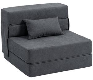 HOMCOM Poltrona Letto Convertibile con cuscino in Chaise Longue e Materasso, 80x80x64 cm, Grigio Scuro | Aosom Italy