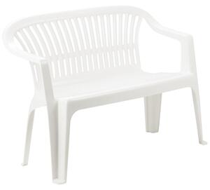 Diva - Panchina da giardino in resina bianca. Panchina da esterno 2 posti monoblocco impilabile. 114x55x82H cm
