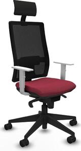 Sedia da ufficio con poggiatesta, modello Piqueras y Crespo 4B066N1, colore granata